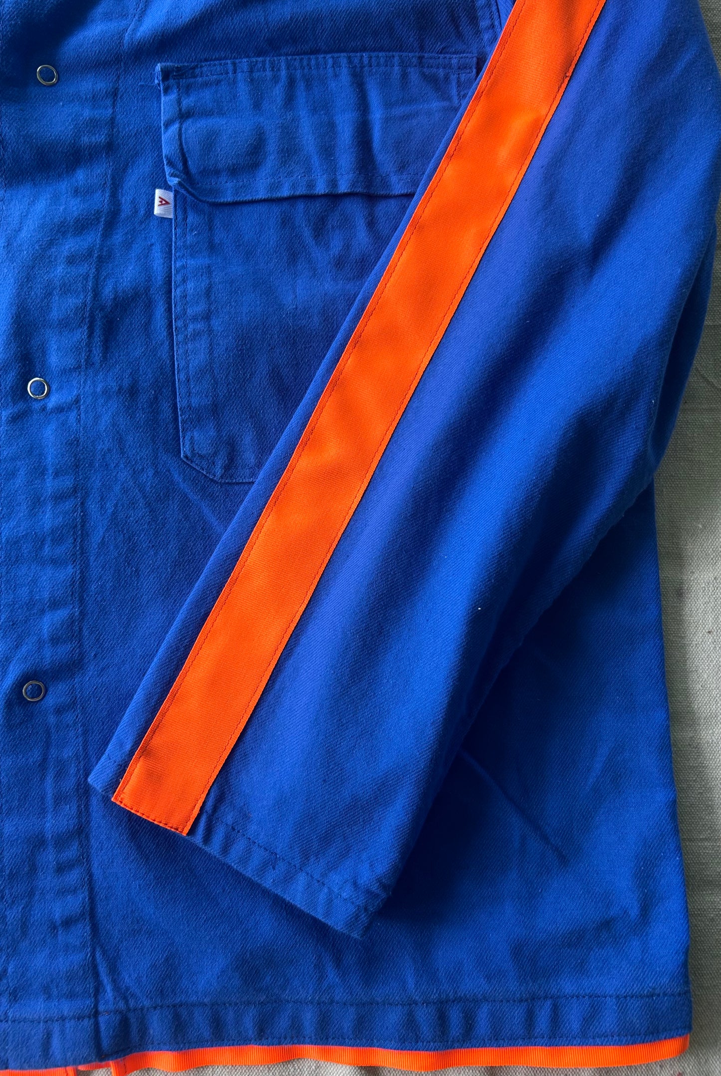 One-of-a-Kind Vintage French Workwear Shirt with Orange Trim