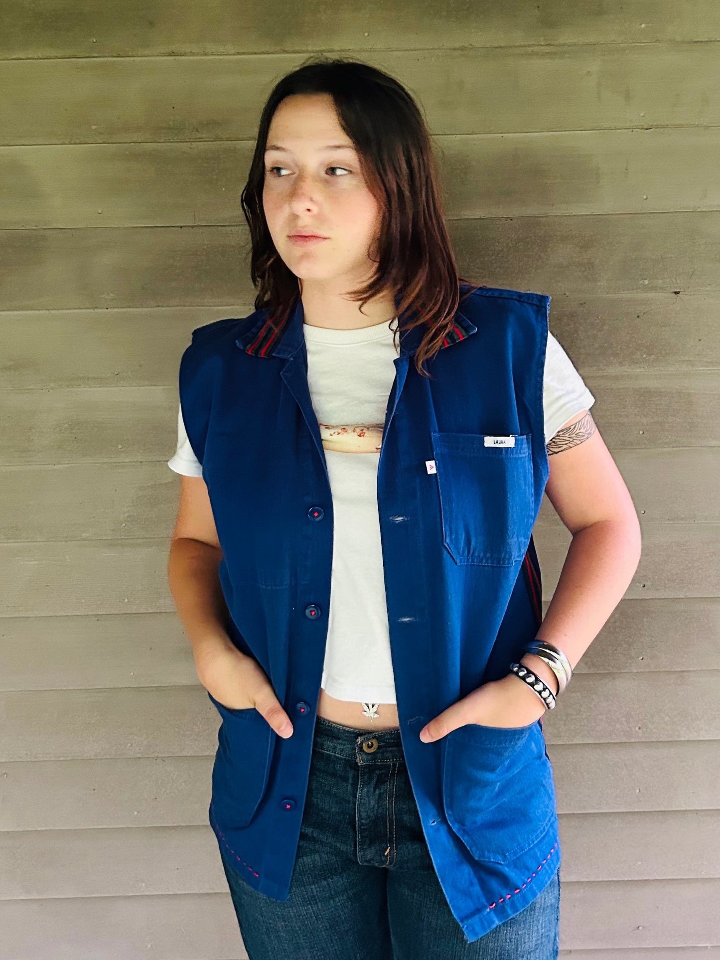 One-of-a-Kind Vintage French  Workwear Sleeveless  Jacket
