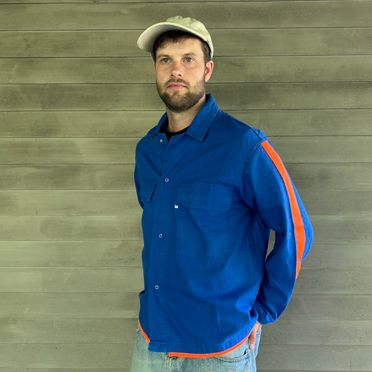 One-of-a-Kind Vintage French  Workwear Shirt with Orange Trim