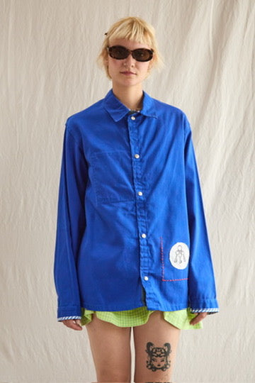 One-of-a-Kind Vintage Bugatti French Workwear Shirt with Key Patch