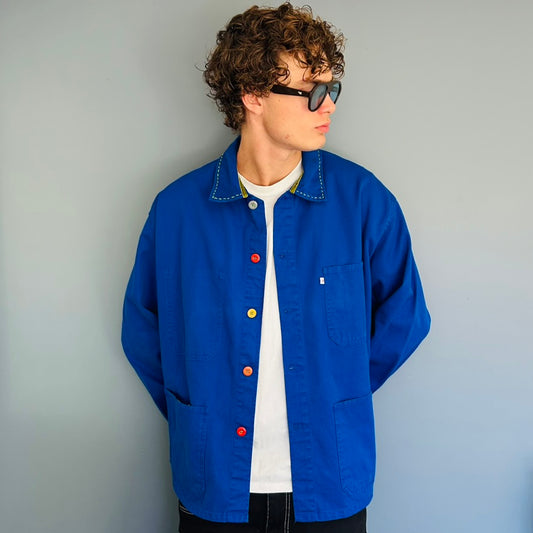 One-of-a-Kind Vintage French Workwear Jacket with Vintage Buttons