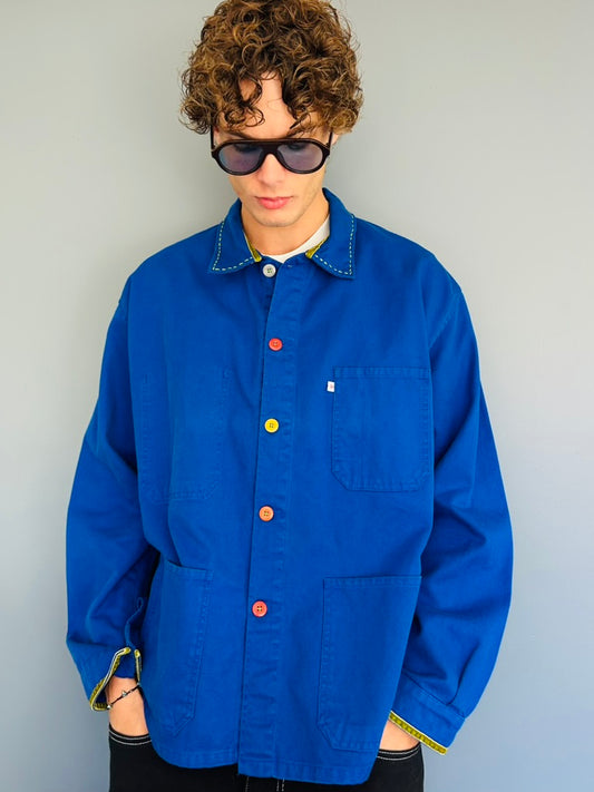 One-of-a-Kind Vintage French Workwear Jacket with Vintage Buttons