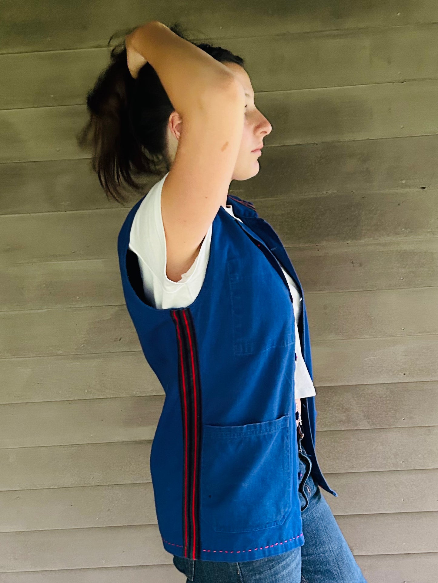 One-of-a-Kind Vintage French  Workwear Sleeveless  Jacket