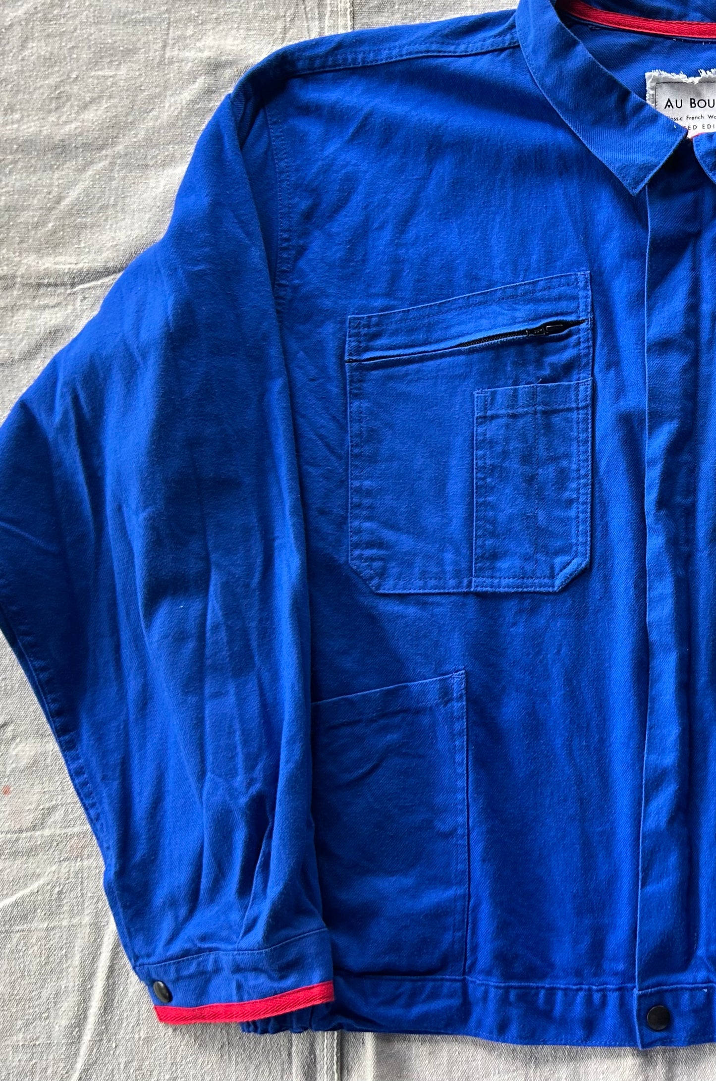One-of-a-Kind Vintage French Bugatti Workwear Jacket with Zipper