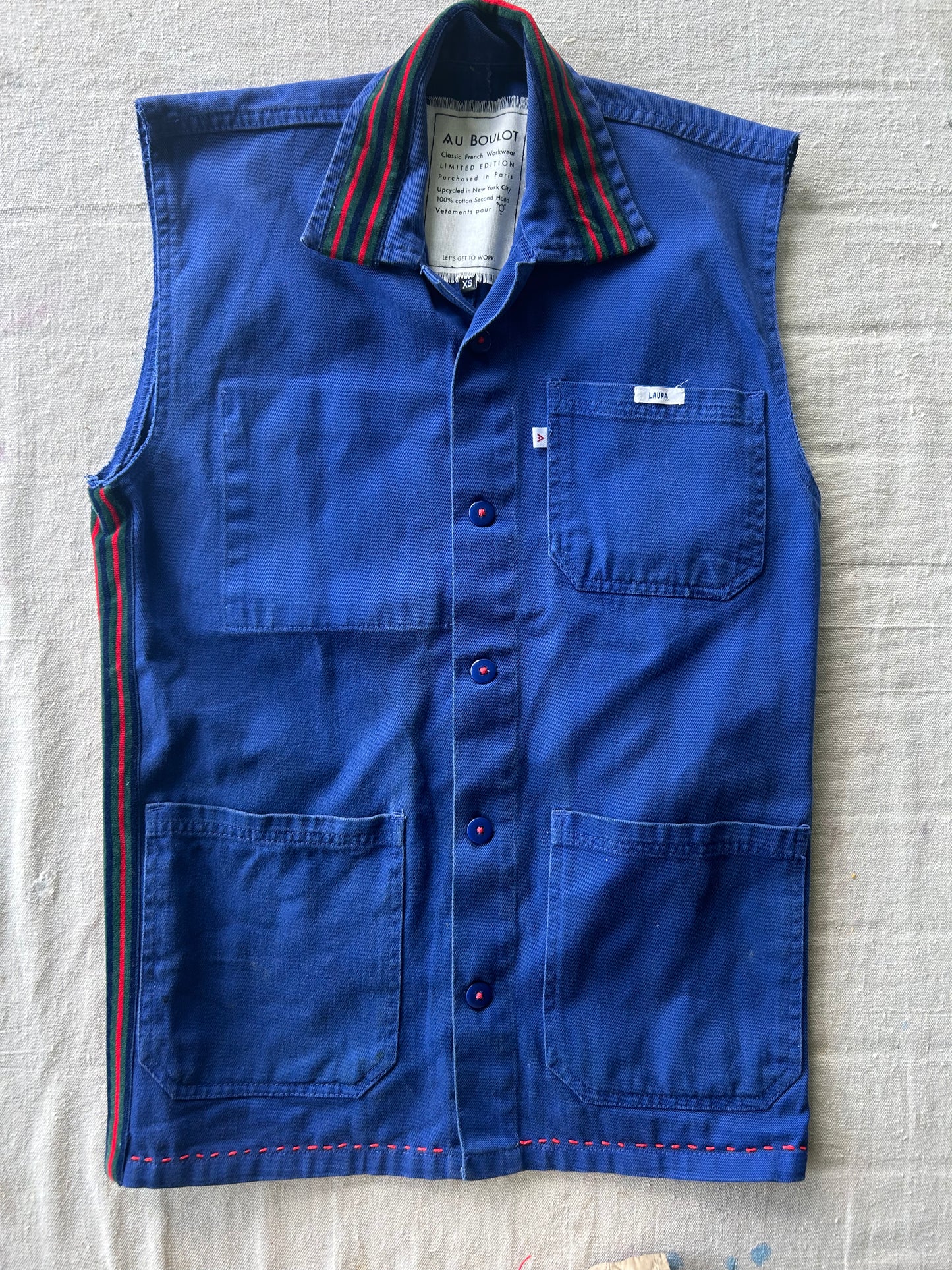 One-of-a-Kind Vintage French  Workwear Sleeveless  Jacket