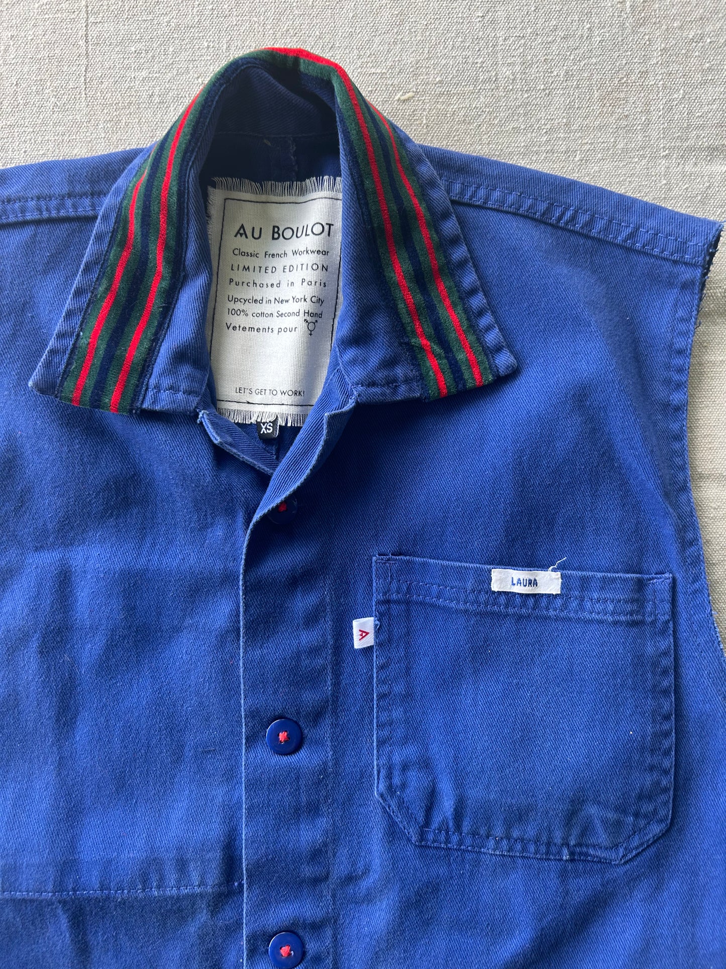 One-of-a-Kind Vintage French  Workwear Sleeveless  Jacket